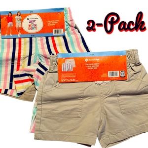 BRAND NEW GIRL'S SIZE 6-6X MEMBER'S MARK 2 PACK WOVEN SHORTS